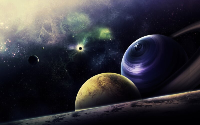 Cosmic planet scene