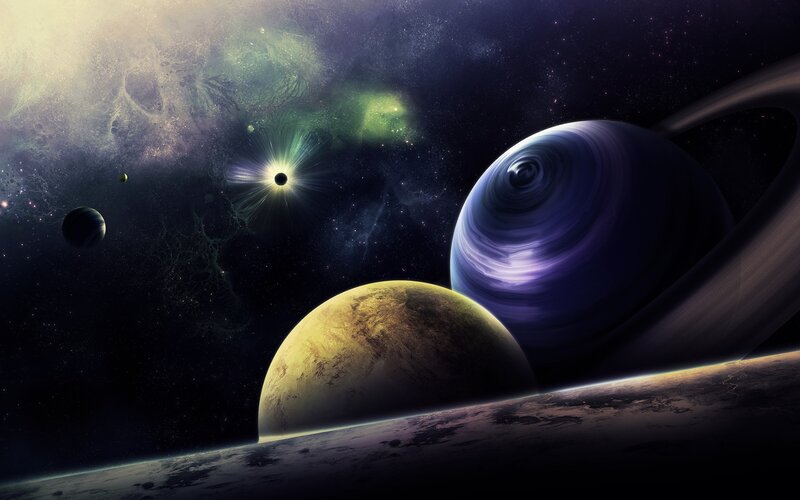 Cosmic planet scene