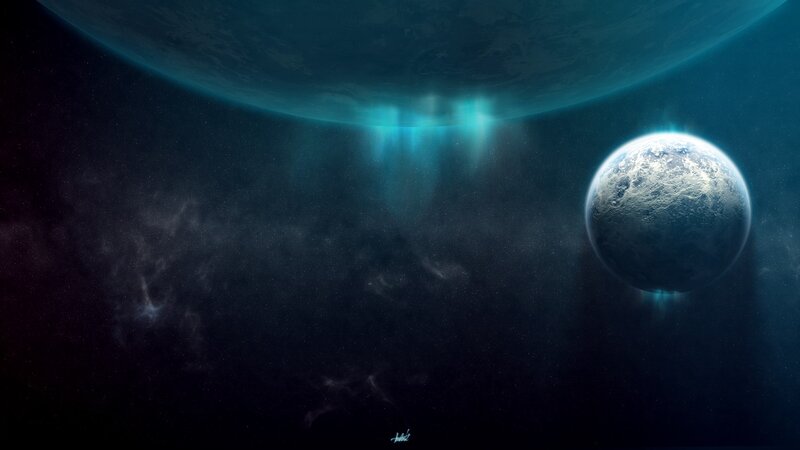 Cosmic planet scene
