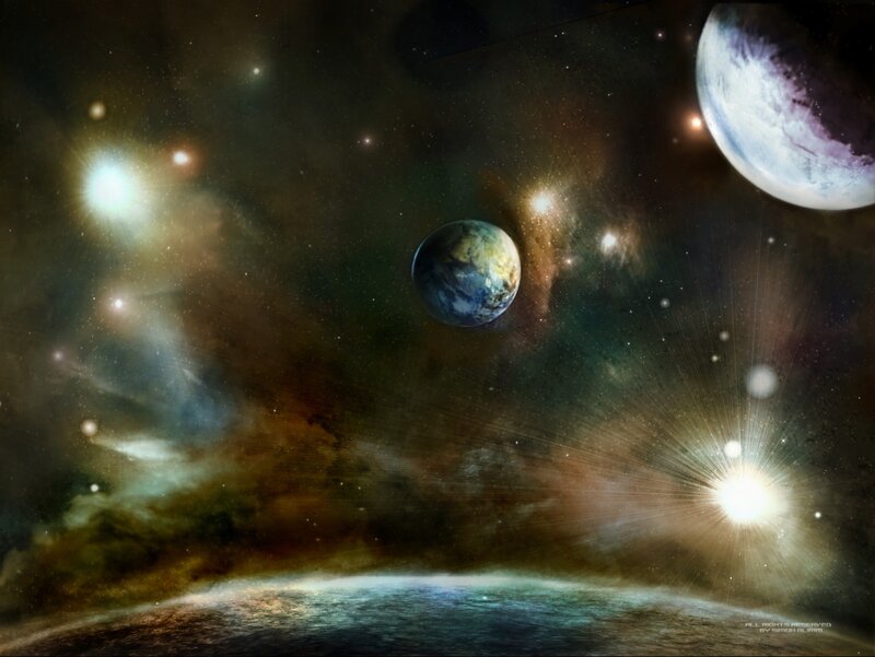 Cosmic planet scene