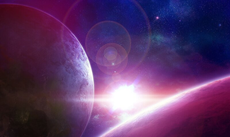 Cosmic planet sunset