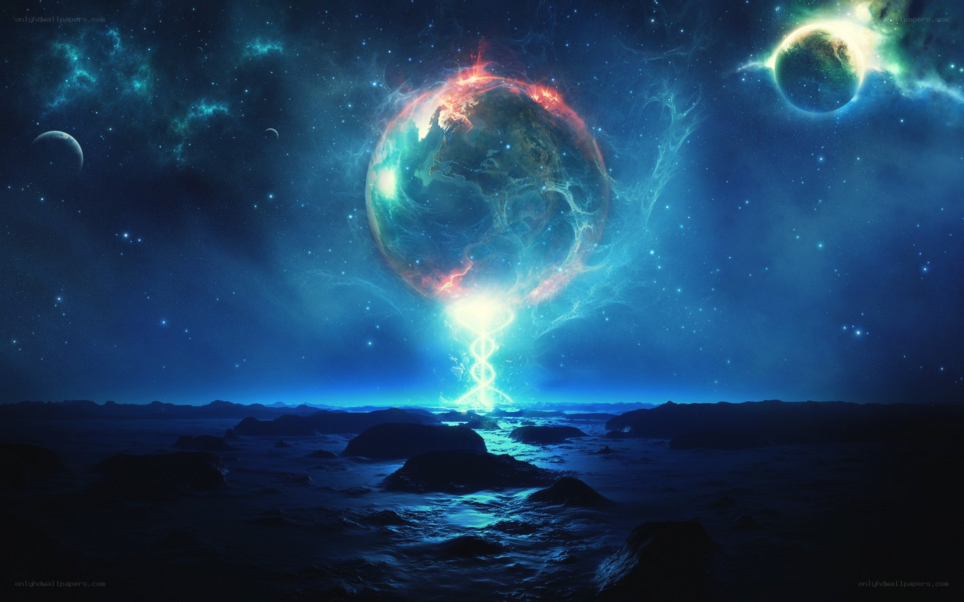 Cosmic planet with energy beam