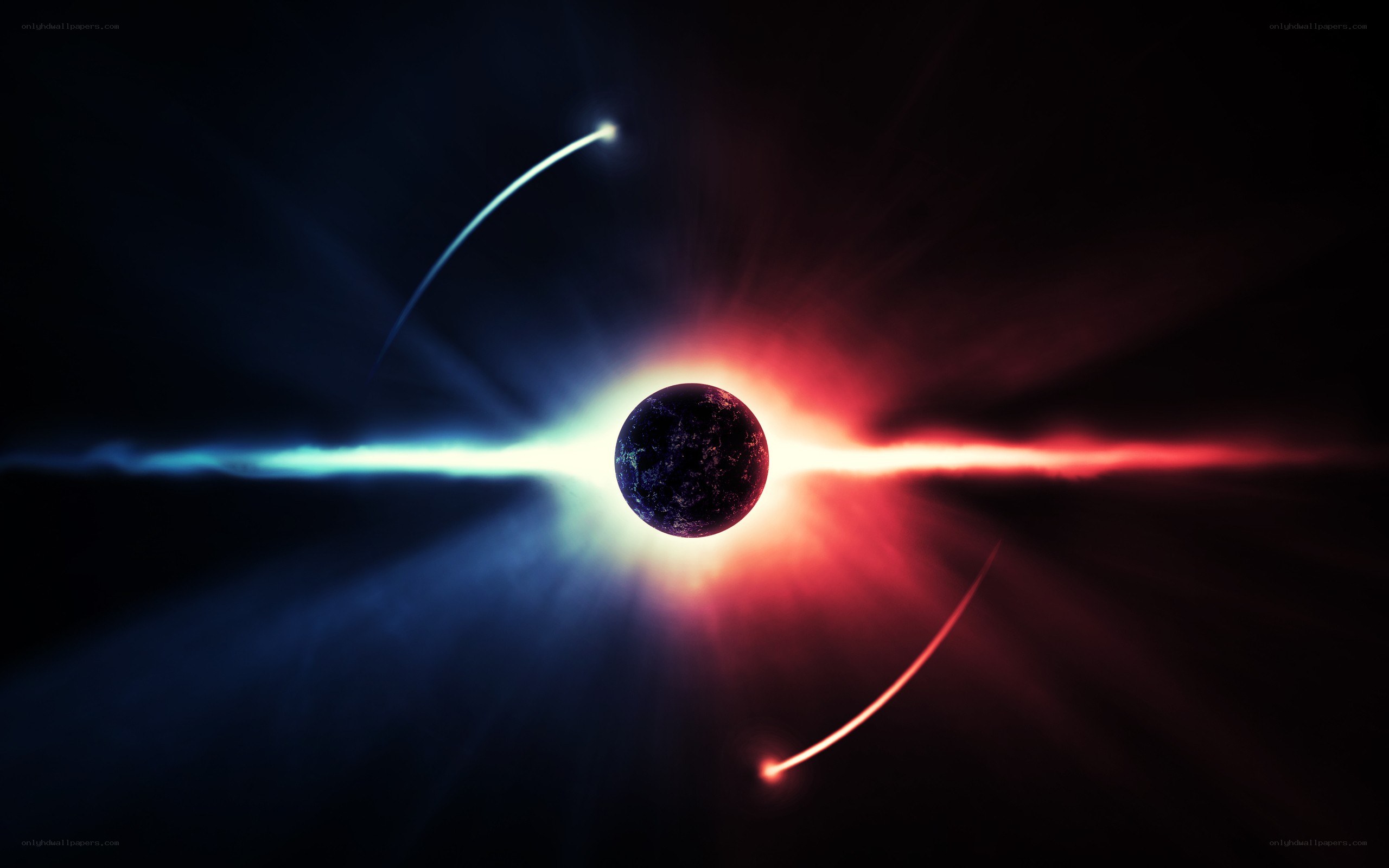 cosmic planet with energy beams