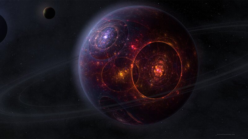 Cosmic planet with fractal rings