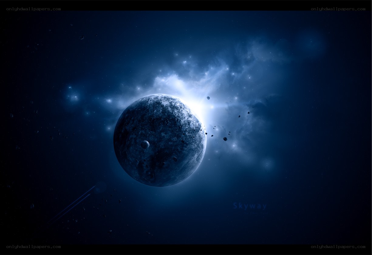 Cosmic planet with nebula