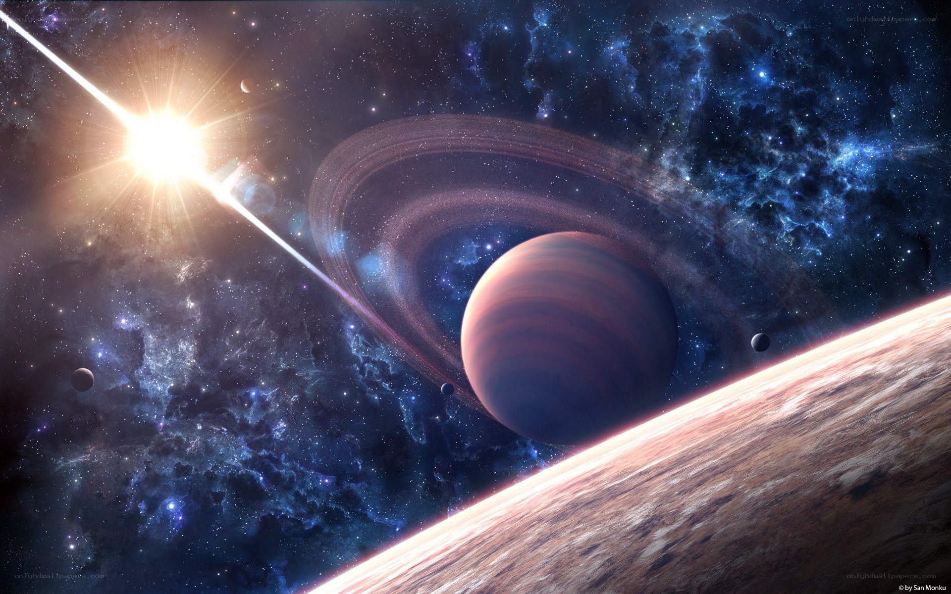 Cosmic planet with rings