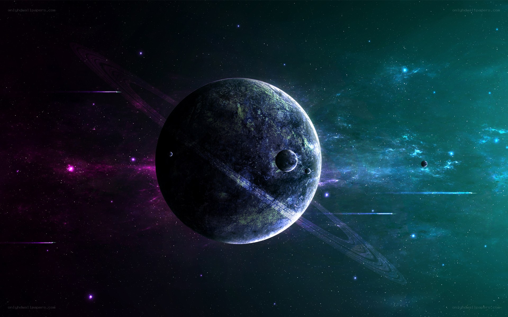 cosmic planet with rings