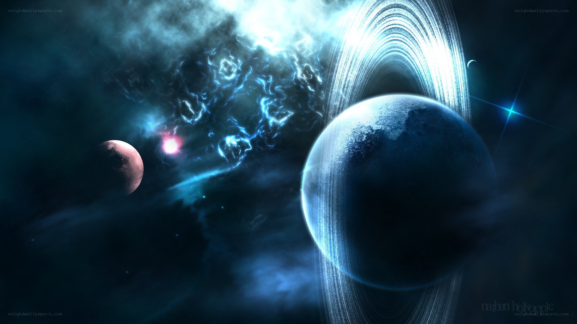 cosmic planet with rings