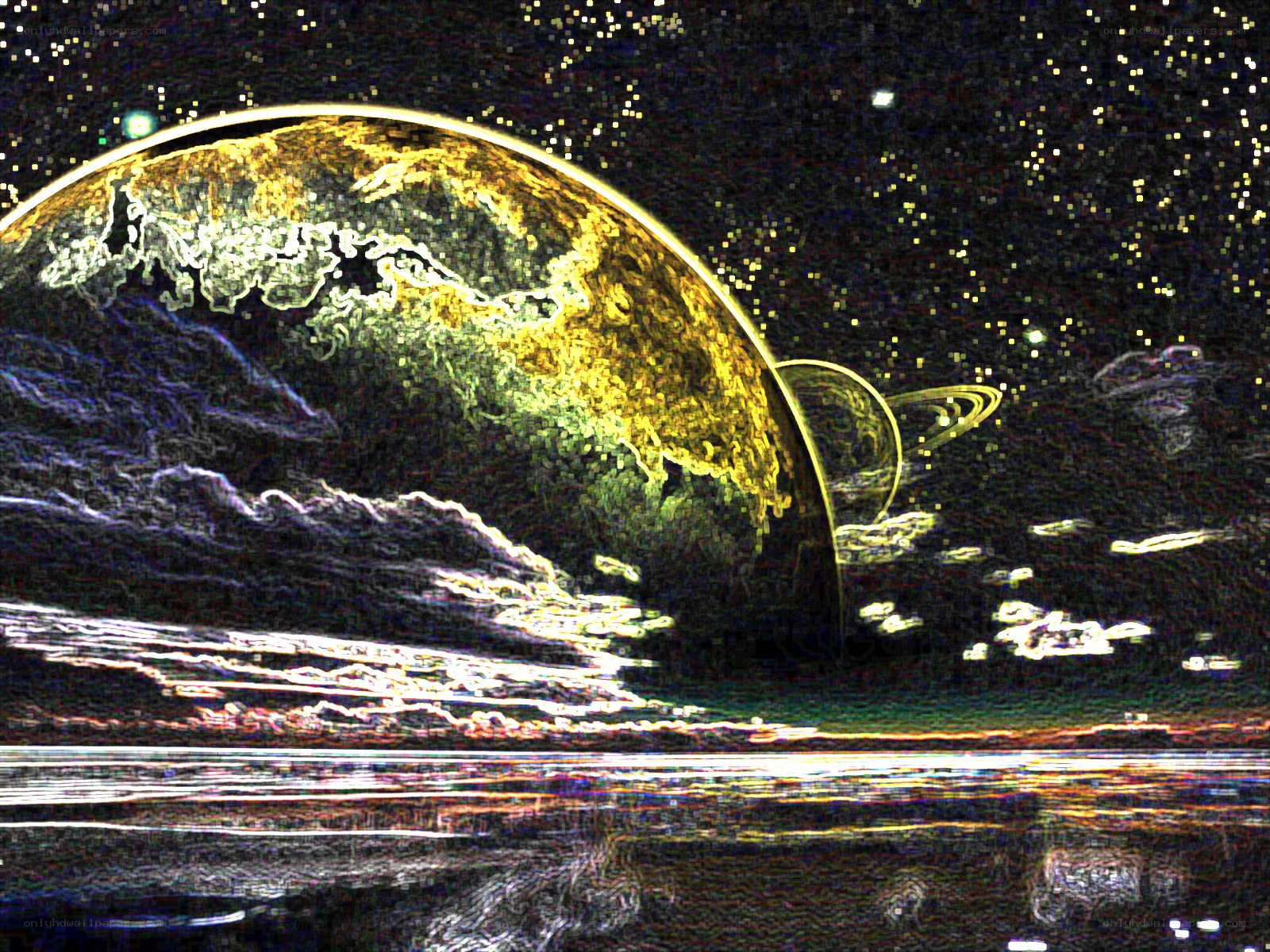 Cosmic planet with rings