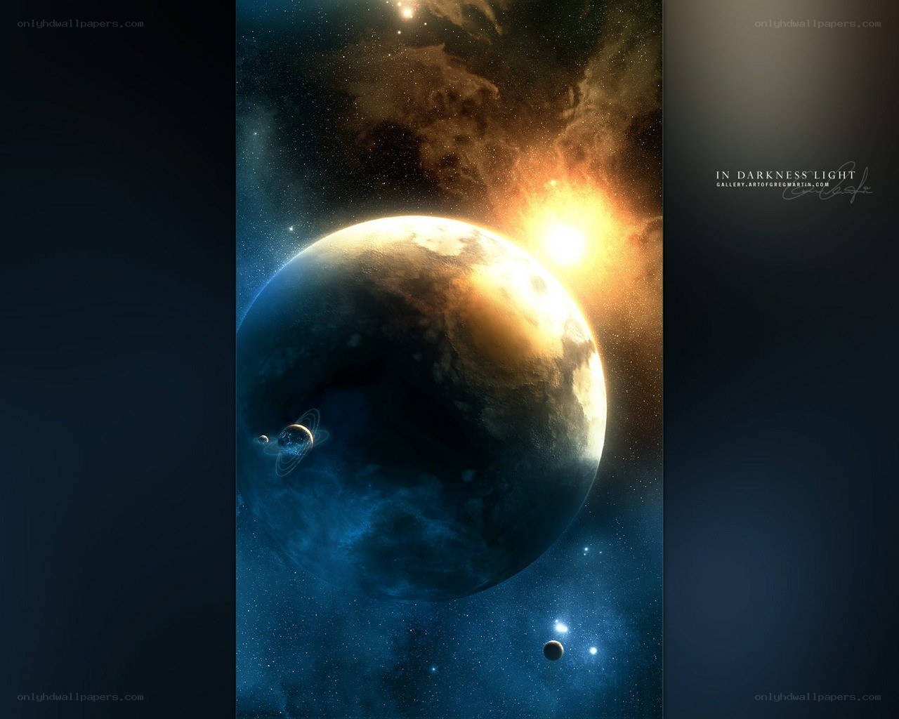 Cosmic planet with starlight