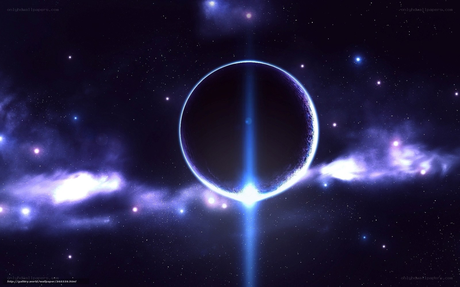 Cosmic planet with starlight
