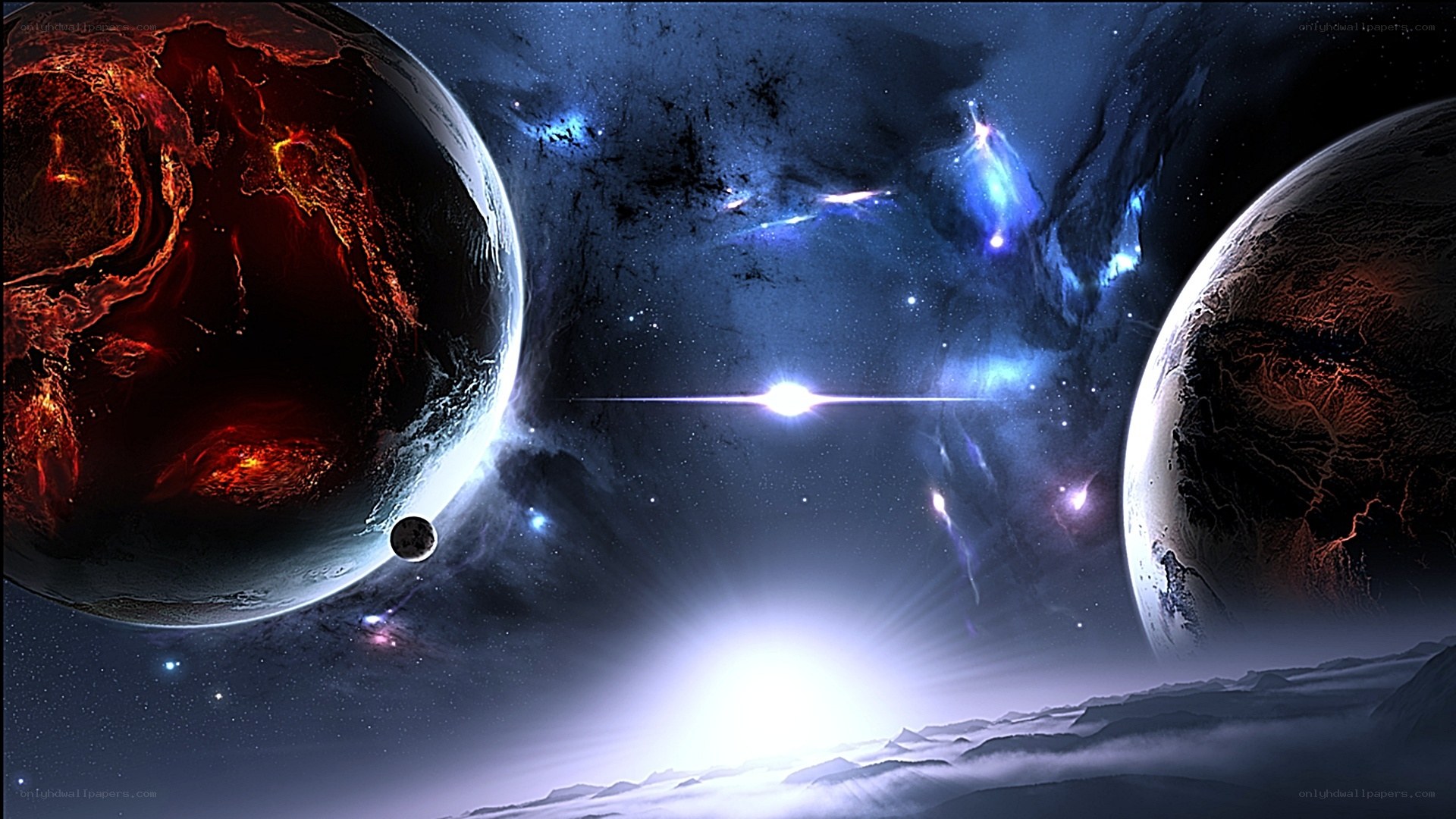 cosmic planets and nebula