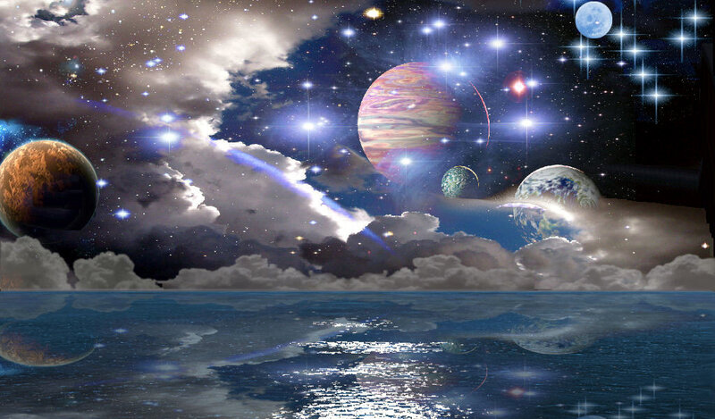 Cosmic planets over ocean