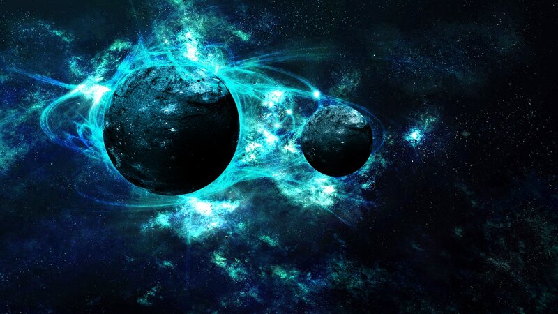 cosmic planets with nebula