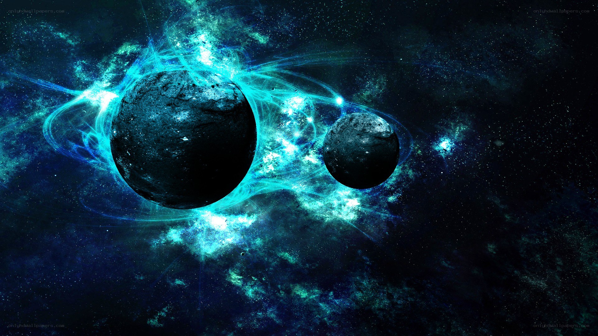 cosmic planets with nebula