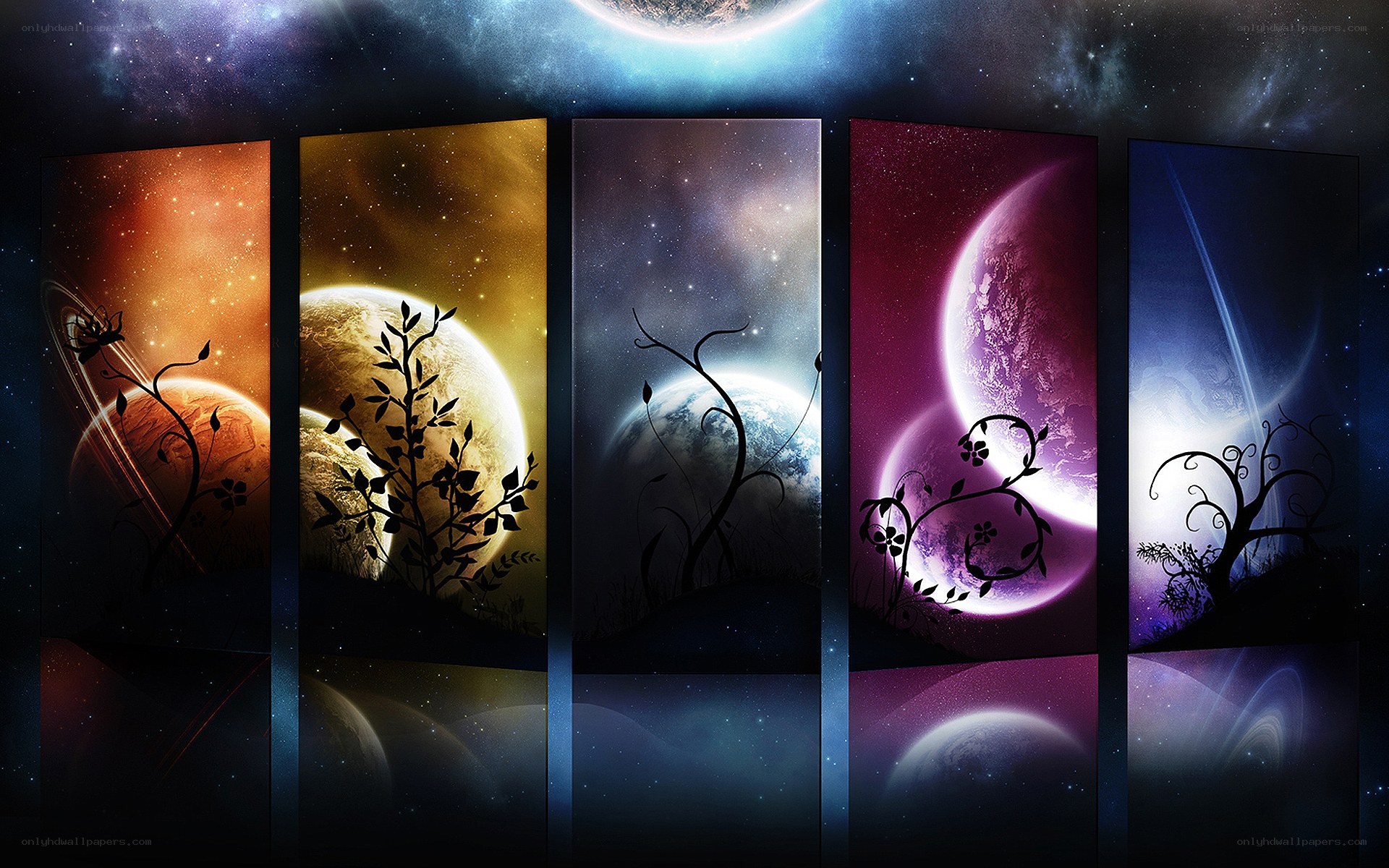 Cosmic plant silhouettes