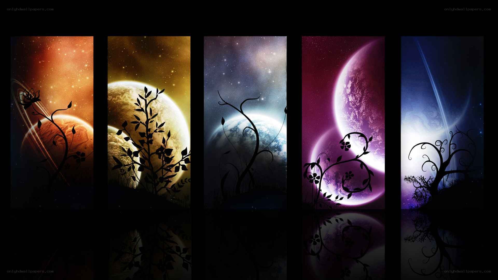 cosmic plant silhouettes