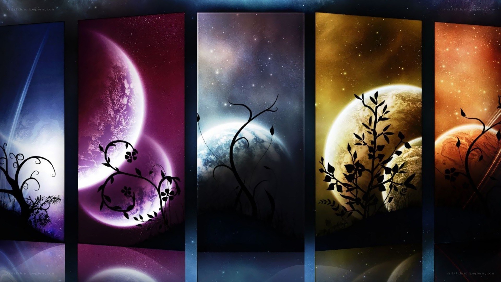 cosmic plant silhouettes