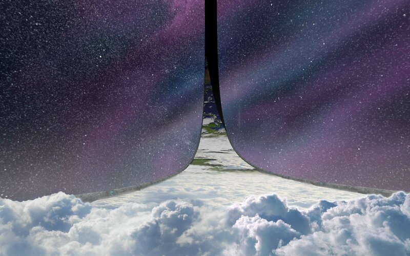 cosmic portal above clouds