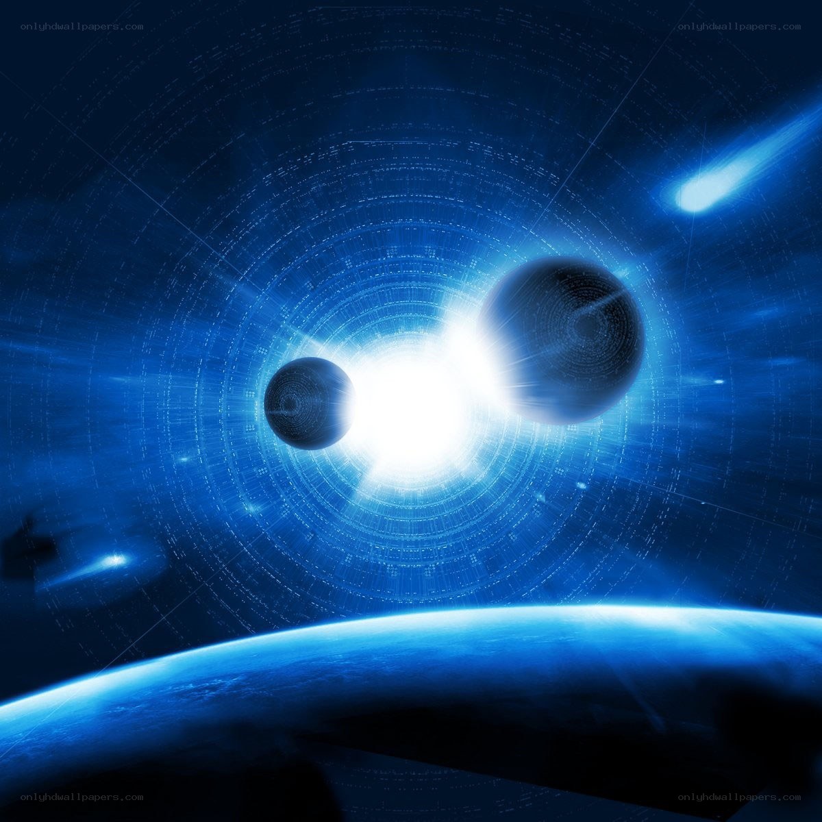 cosmic portal with planets