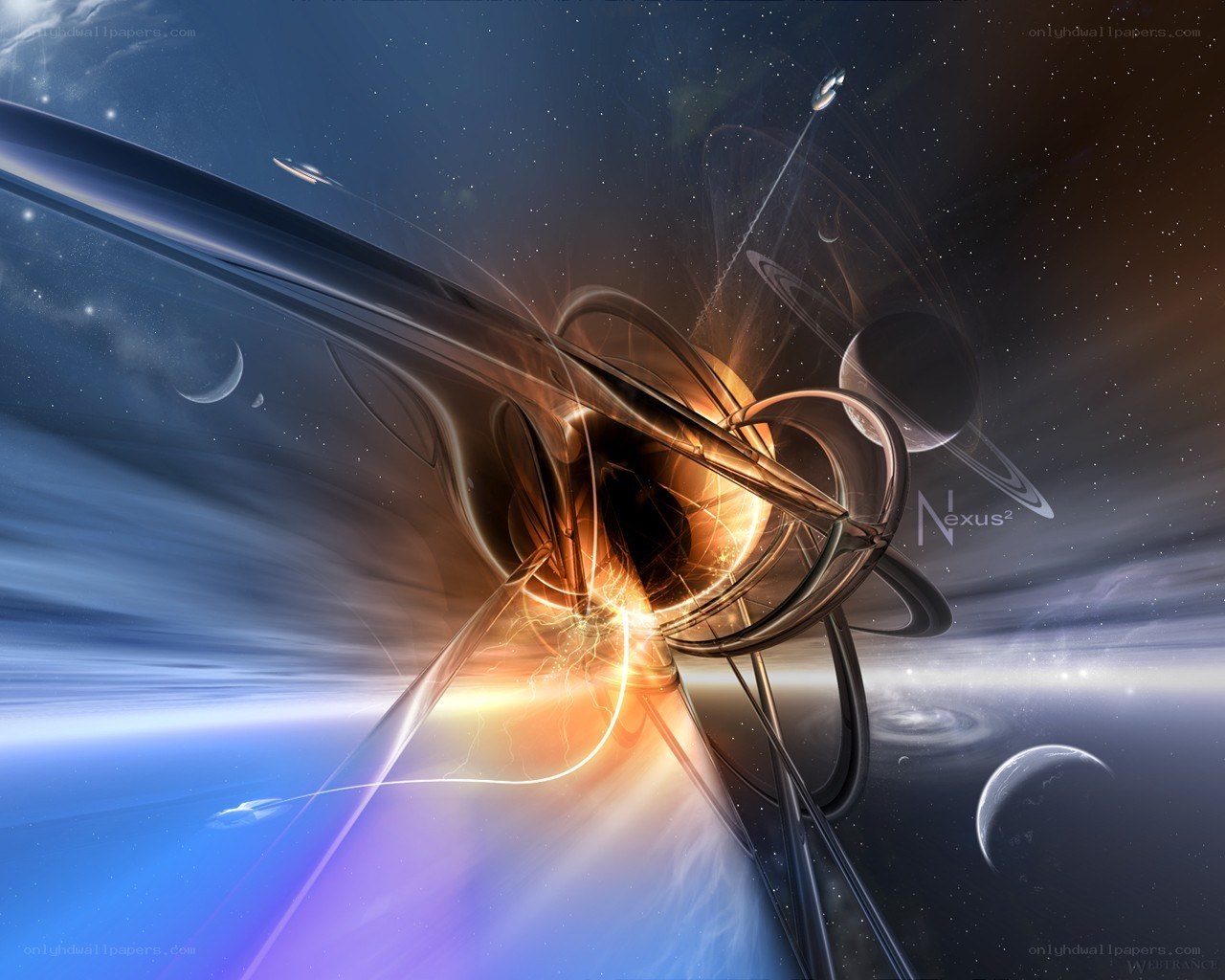 Cosmic portal with planets