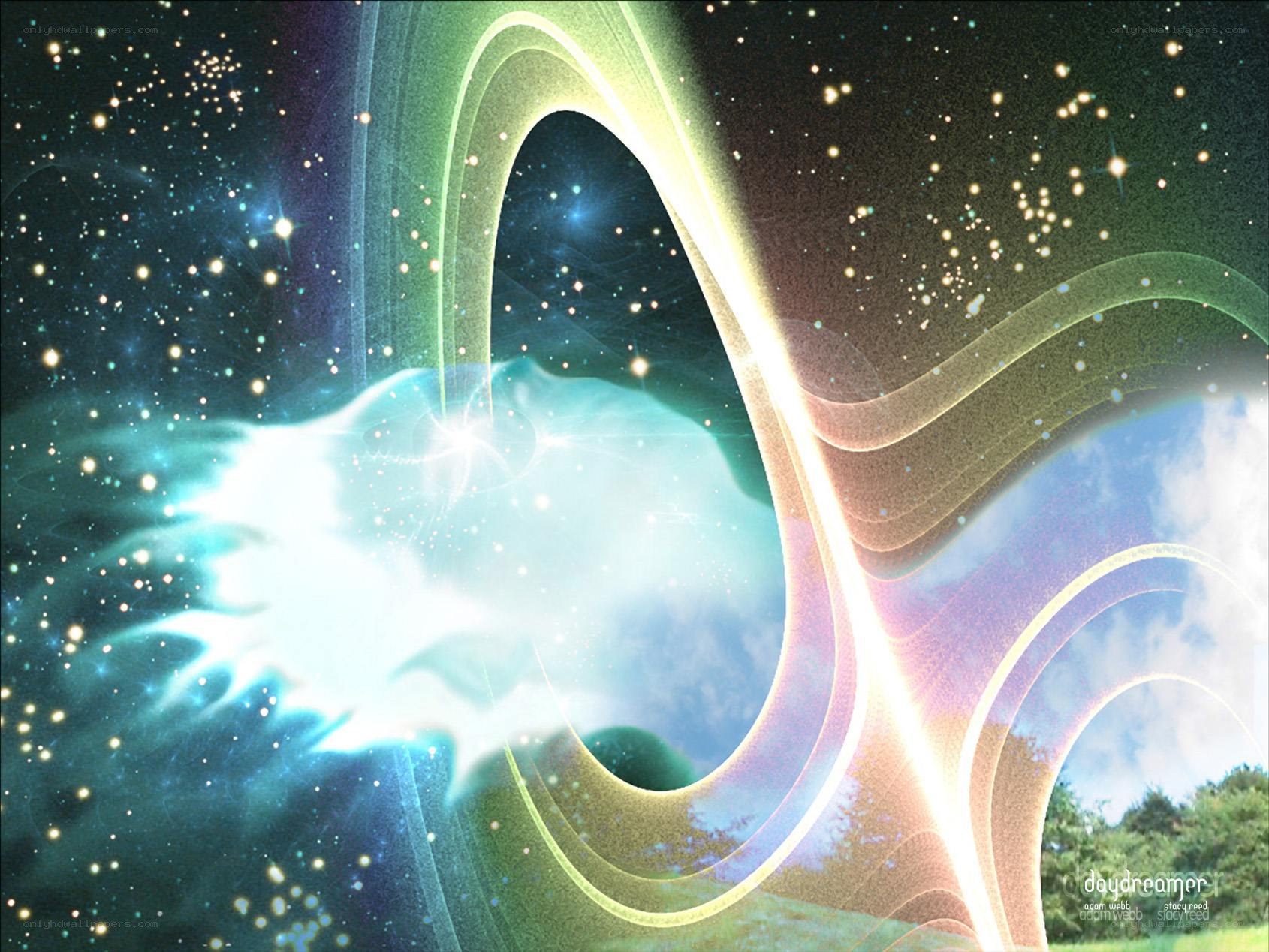 Cosmic portal with starry sky