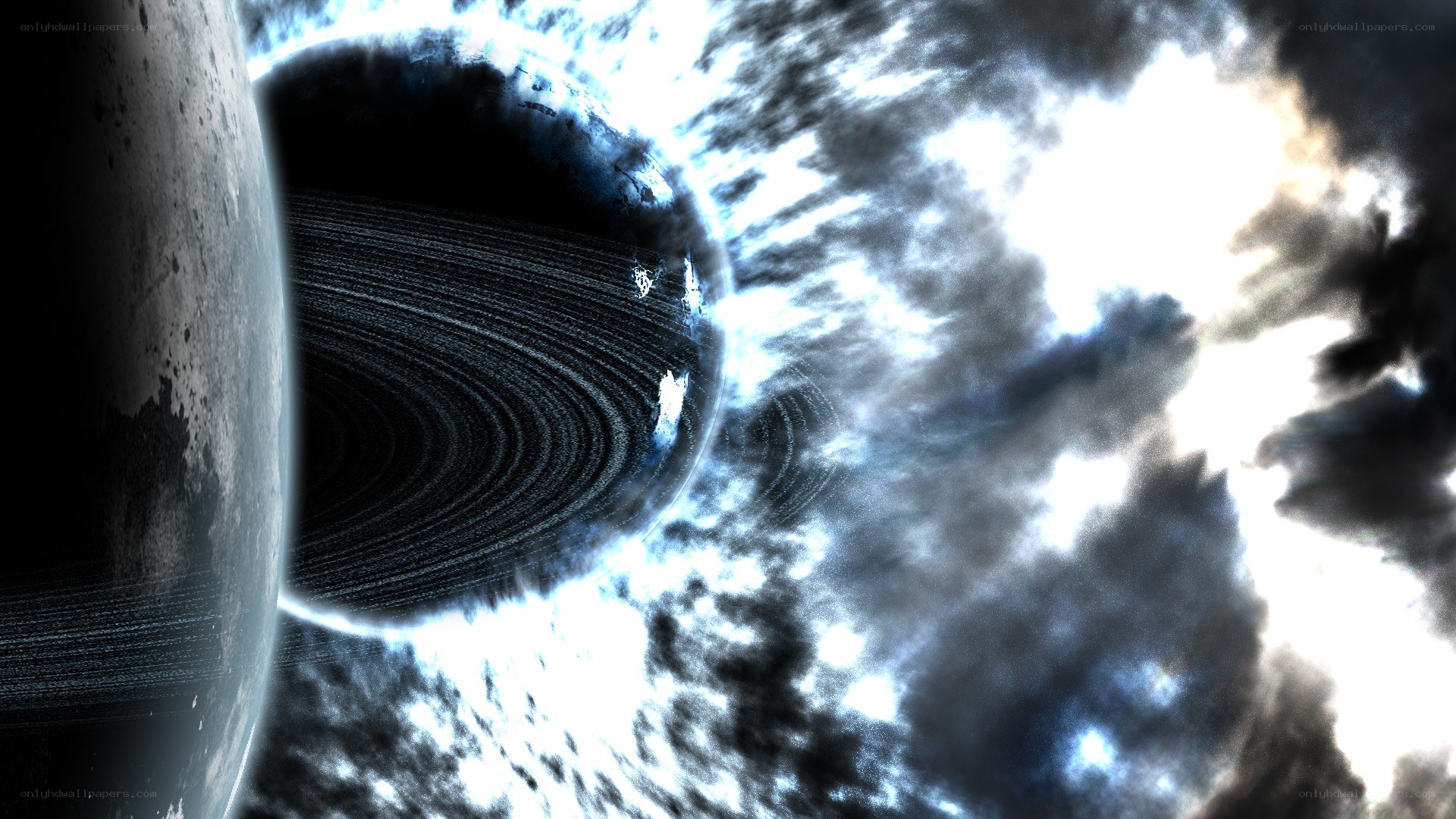 cosmic rings and celestial bodies