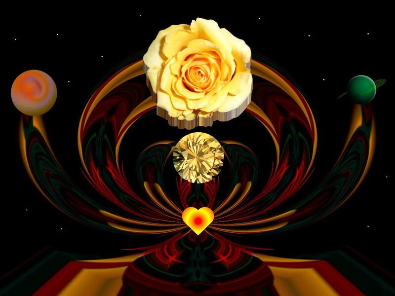 Cosmic rose and heart