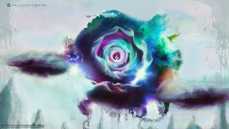 Cosmic Rose in a Dreamlike Sky