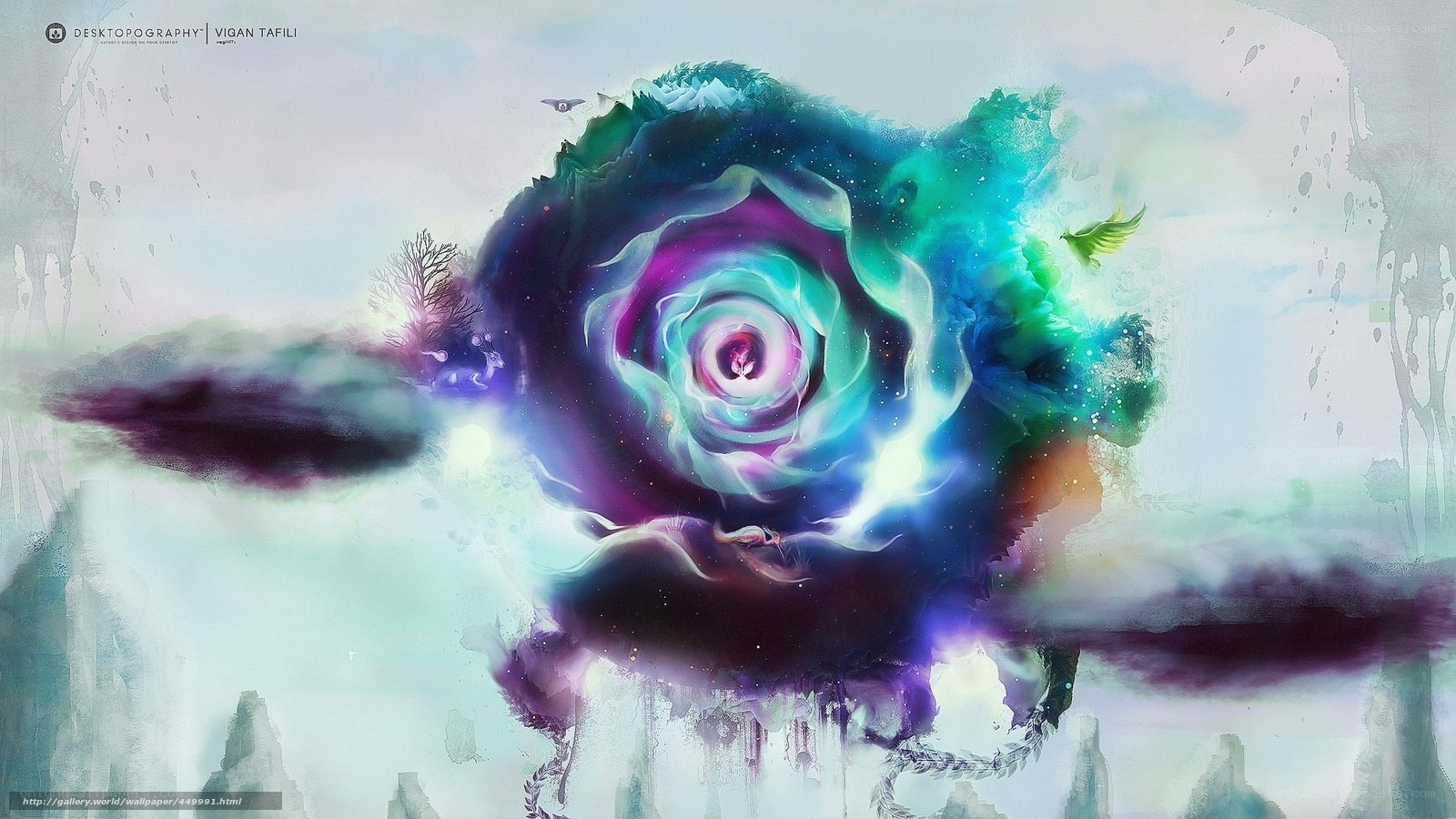 Cosmic Rose in a Dreamlike Sky