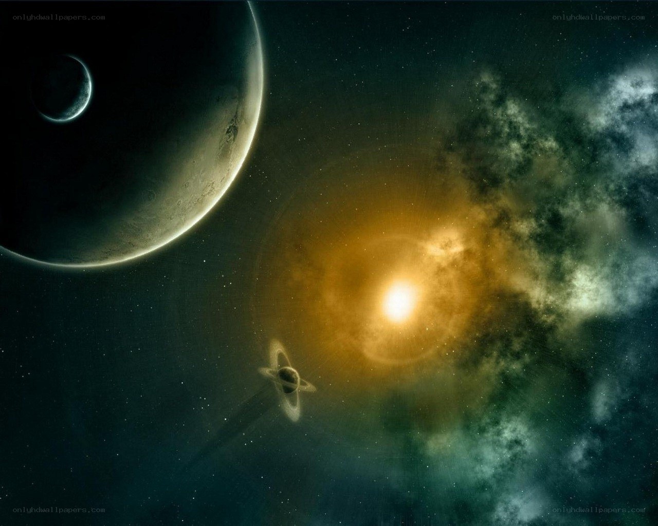 Cosmic scene with planets