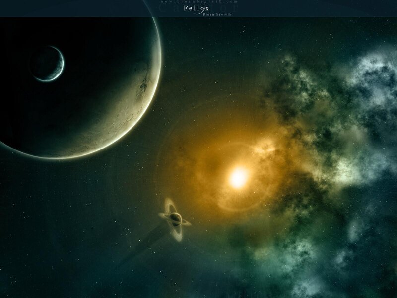 Cosmic scene with planets
