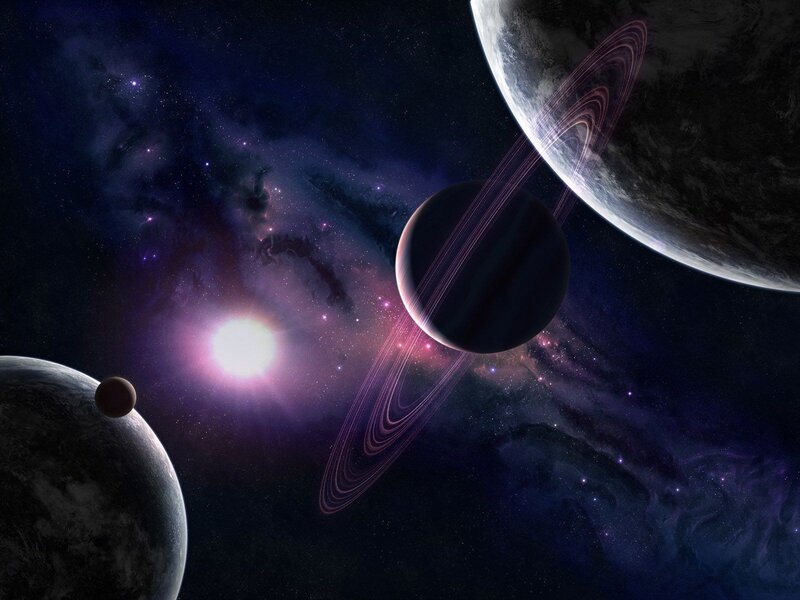 Cosmic scene with planets