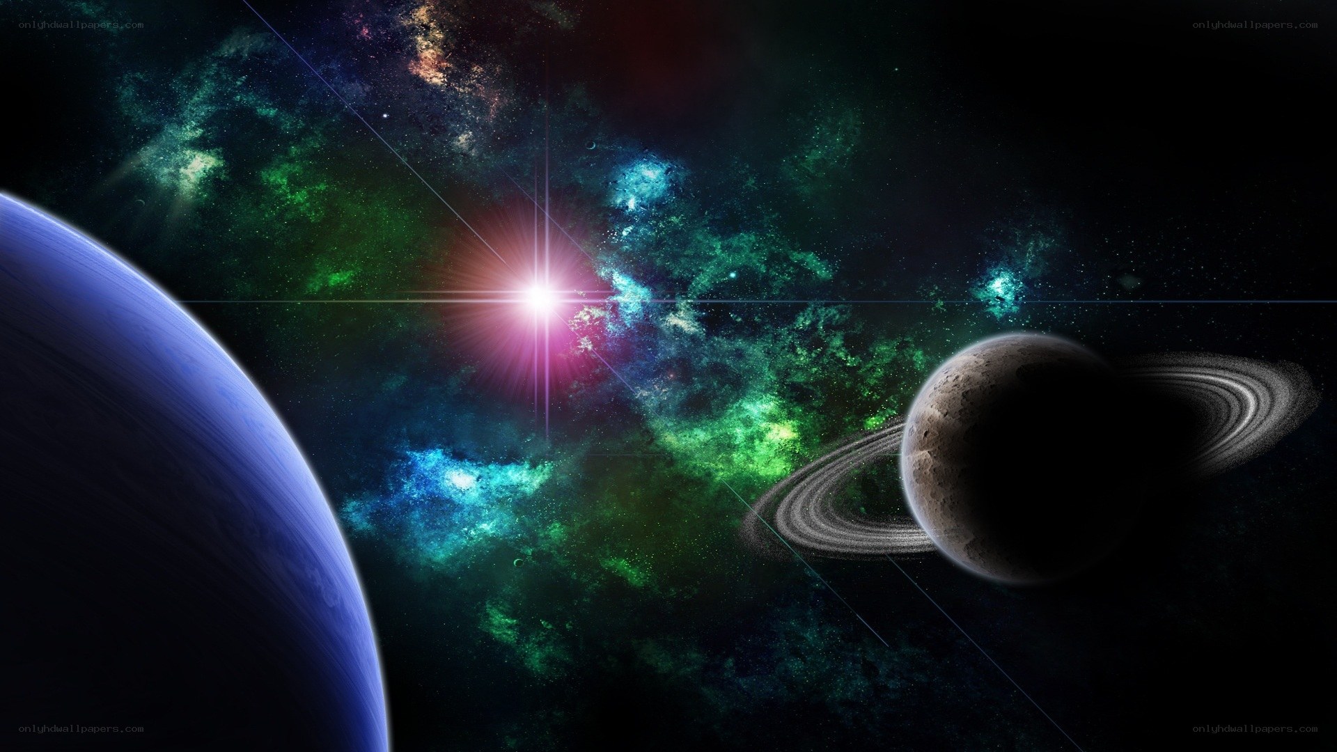 Cosmic scene with planets