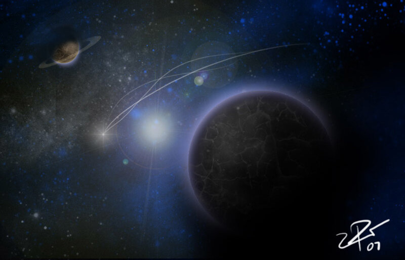 Cosmic scene with planets