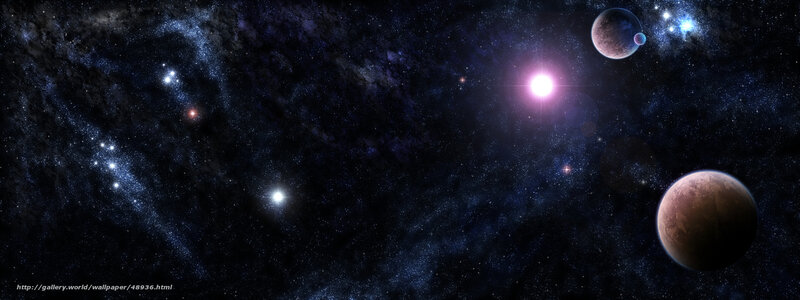 Cosmic scene with planets and stars