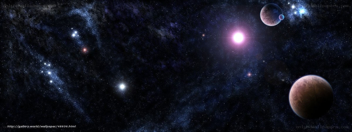 Cosmic scene with planets and stars