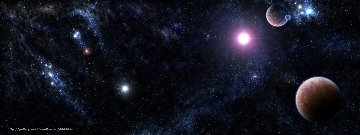Cosmic scene with planets and stars