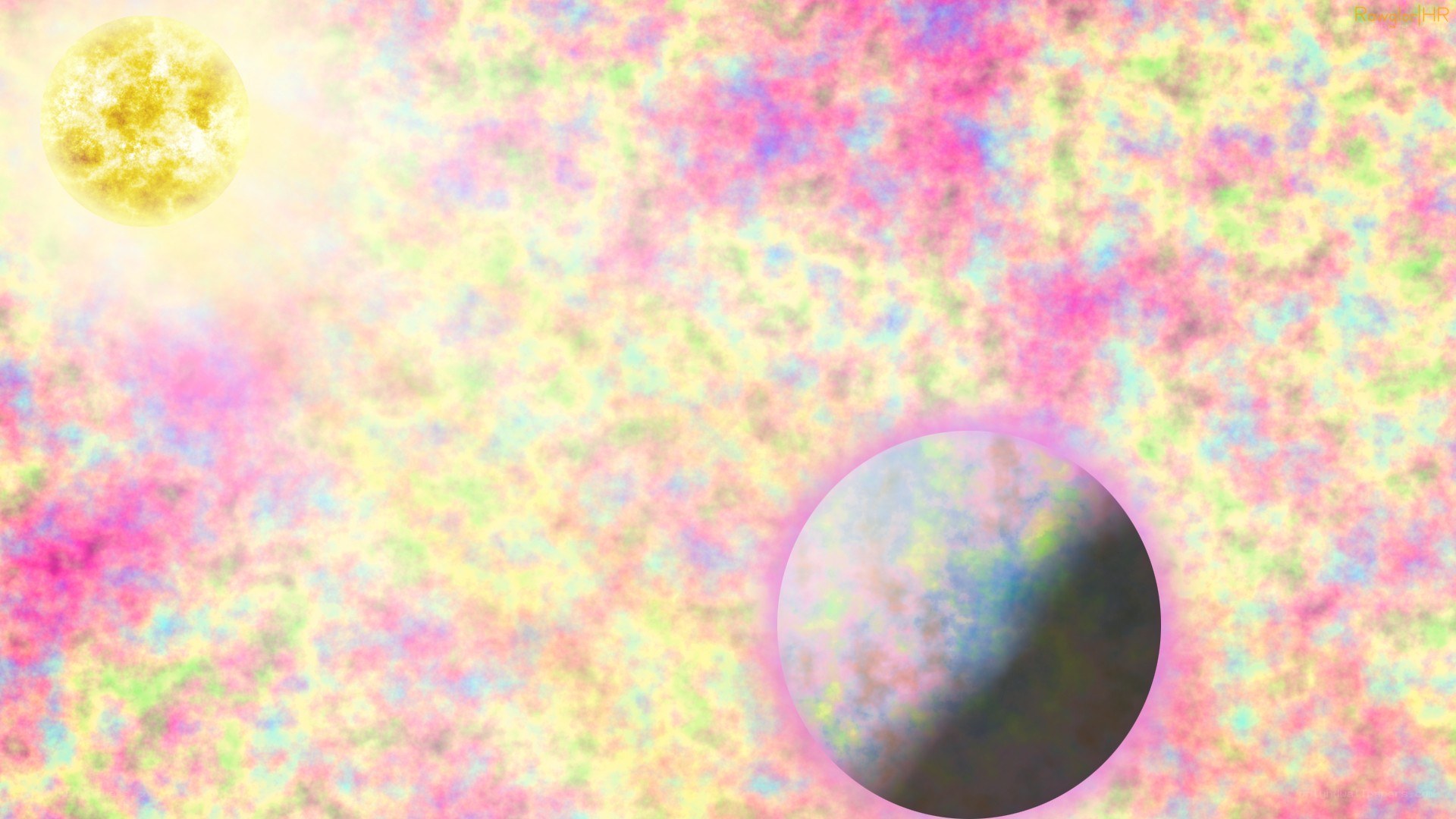 Cosmic scene with sun and planet