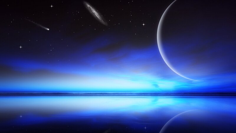 Cosmic seascape with planet