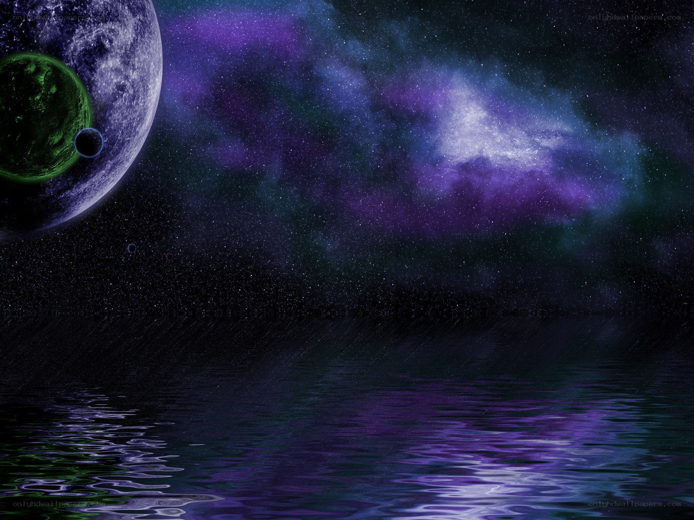 Cosmic seascape with planets