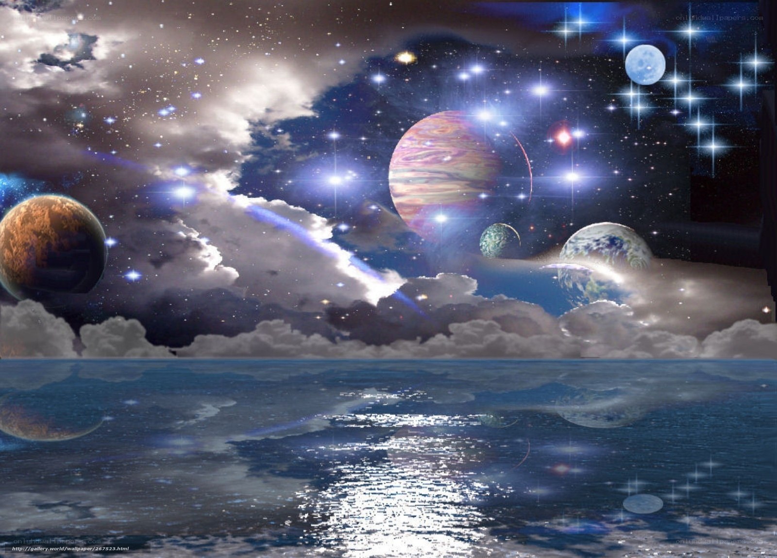 Cosmic seascape with planets