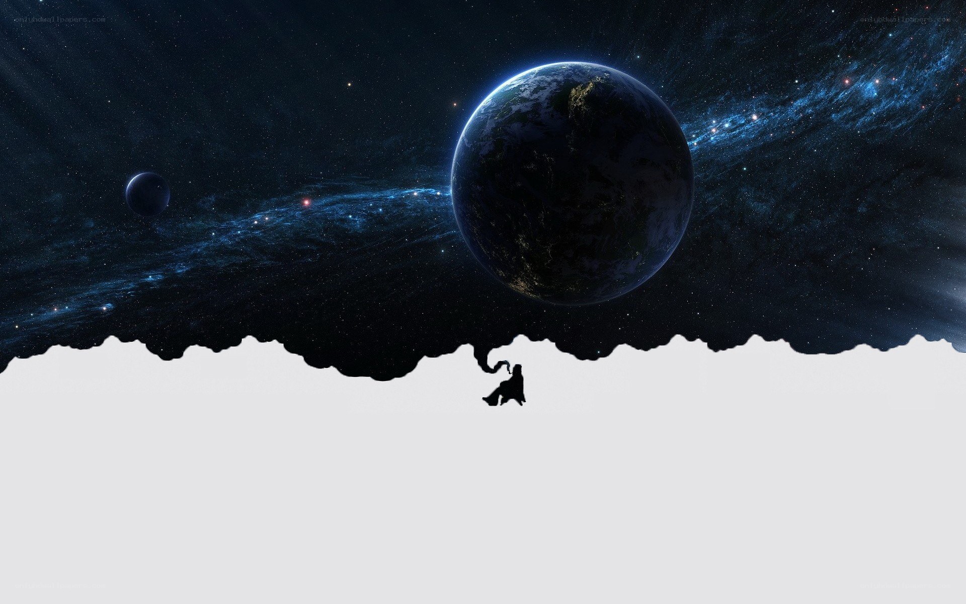 cosmic silhouette on alien world