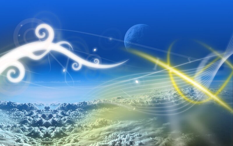 cosmic sky with glowing lines