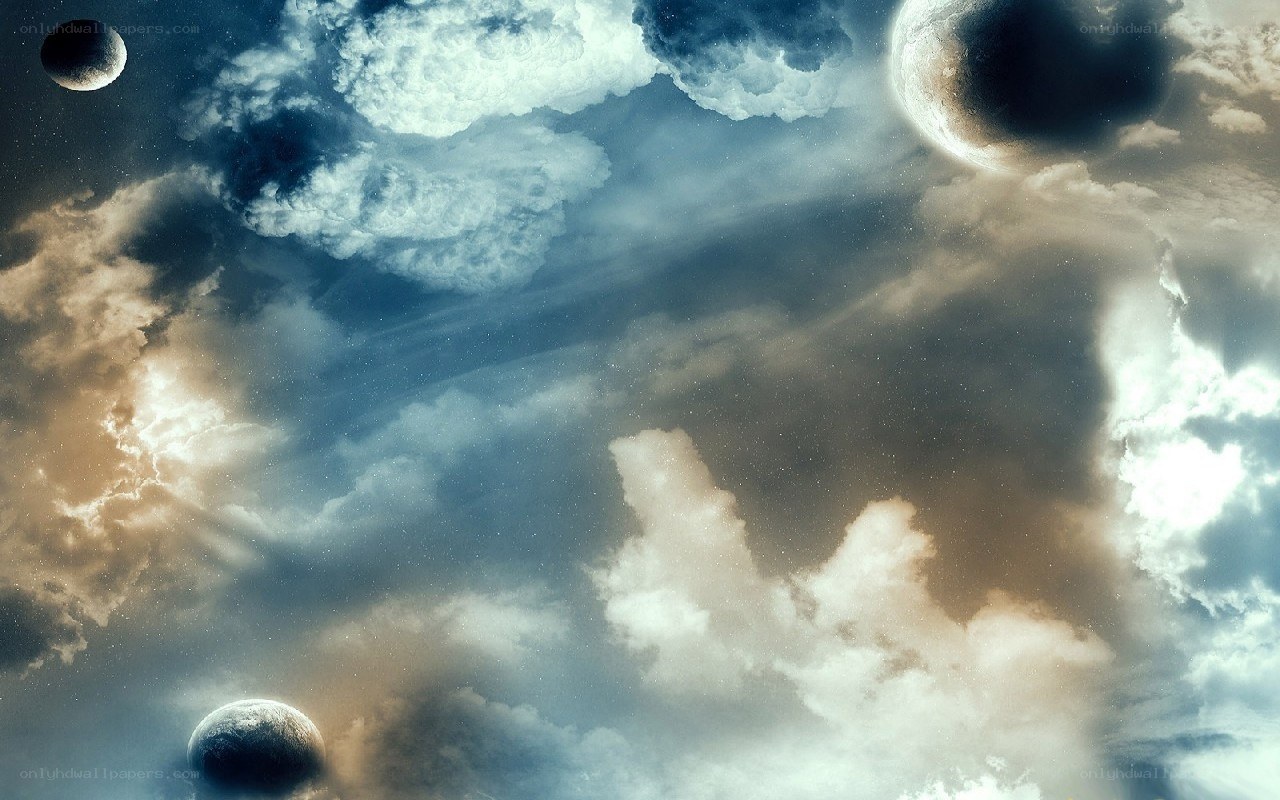Cosmic sky with multiple planets