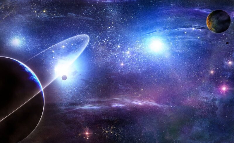 Cosmic space scene with planets