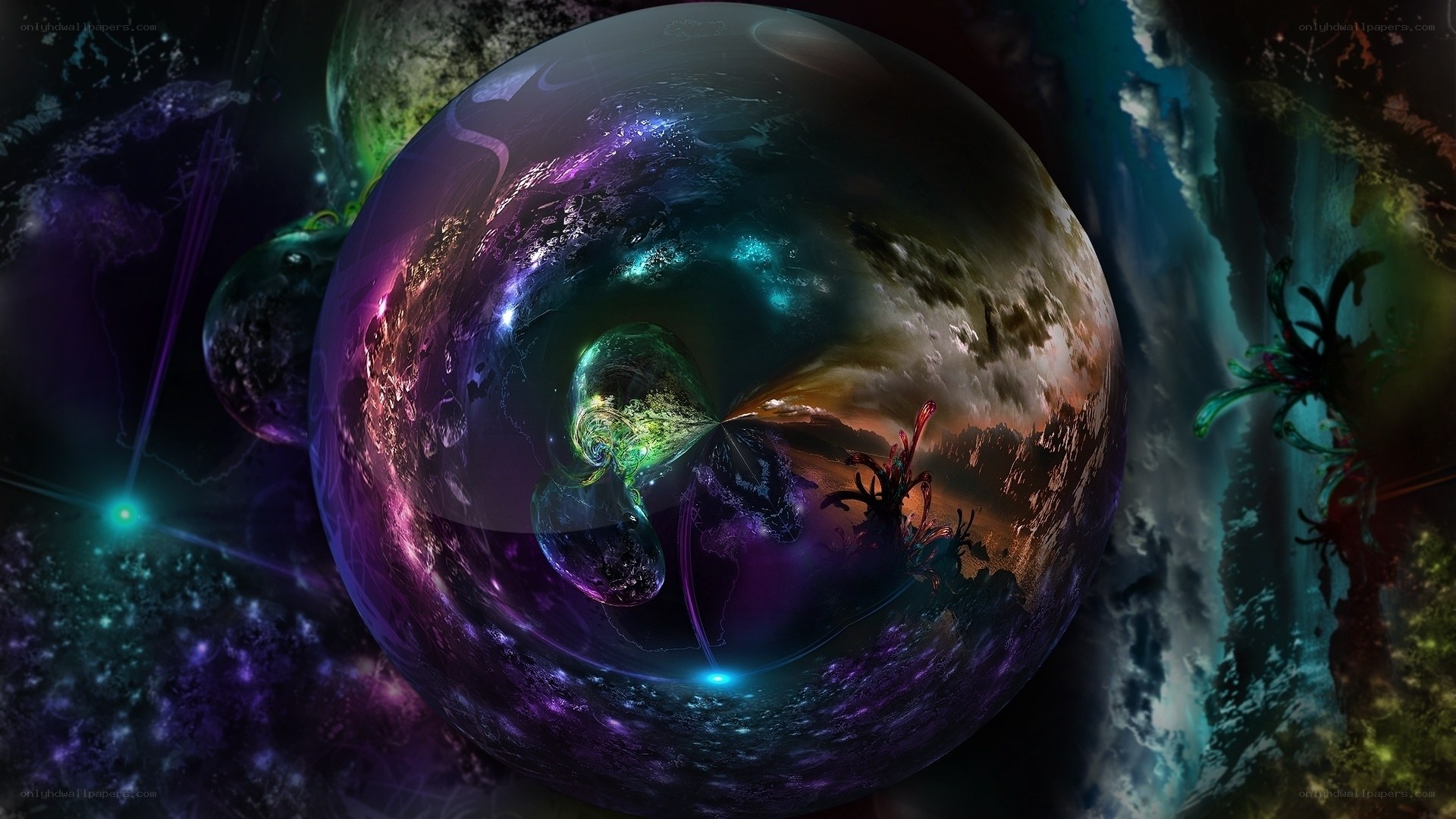 cosmic sphere with fractal landscape