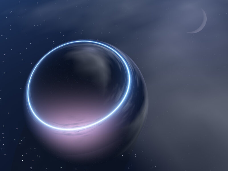 Cosmic sphere with glowing ring