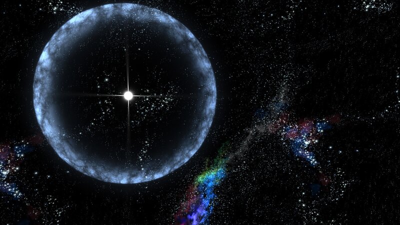 Cosmic sphere with star and nebula