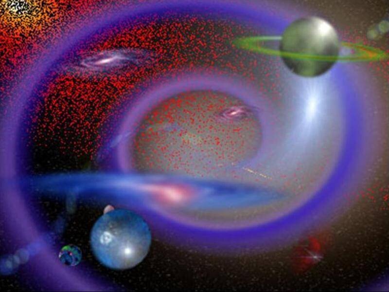cosmic spiral with planets